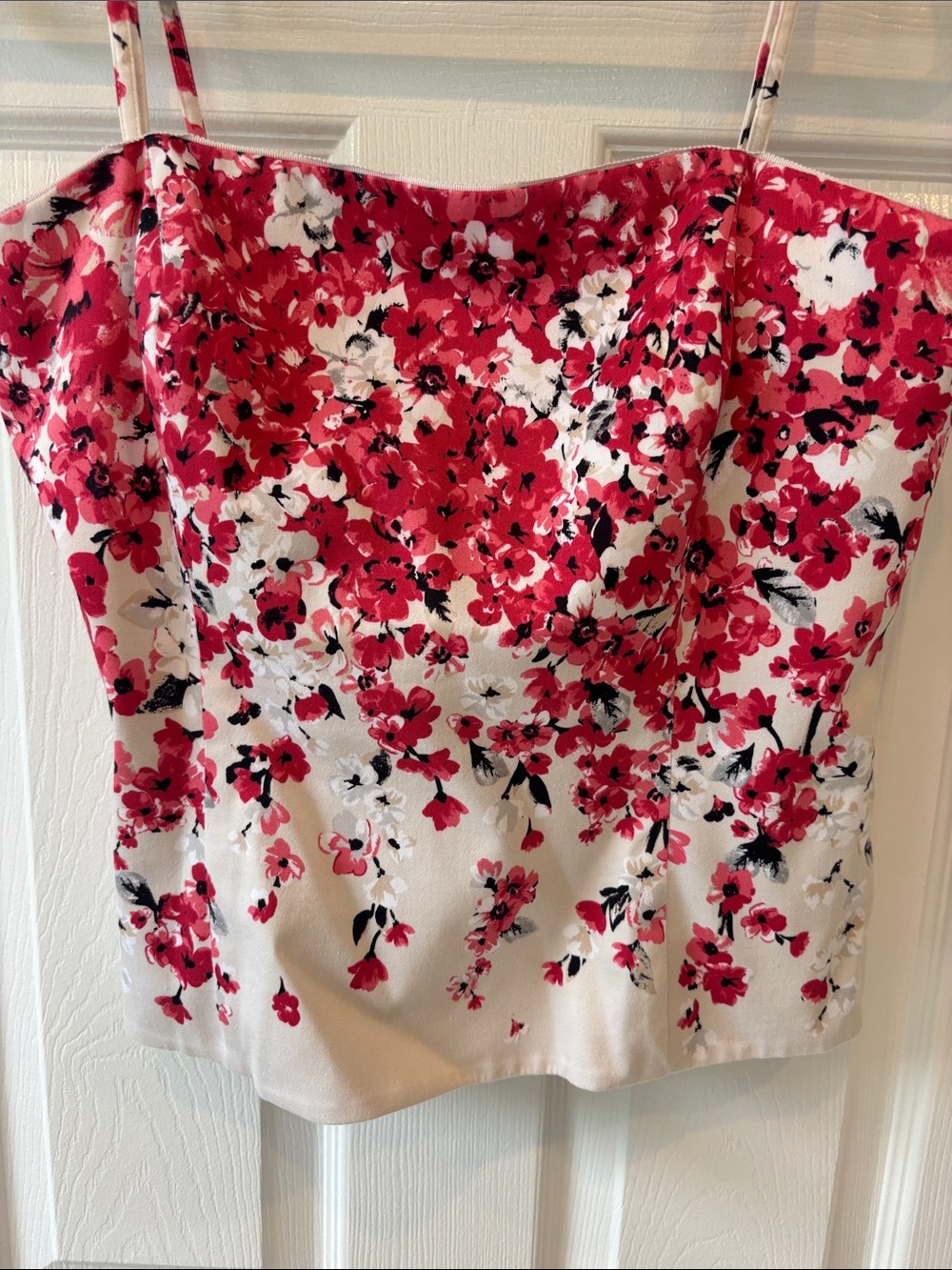 White House Black Market Floral Bustier Spaghetti Strap Top - Pink/White/Beigh